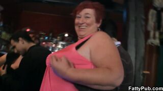 Biggest melons big beautiful woman have pleasure in the bar