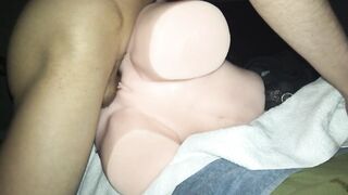 has sex with silicone torso doll