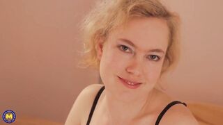 Sexually excited Golden-haired Housewife Peska Touches Herself in Daybed
