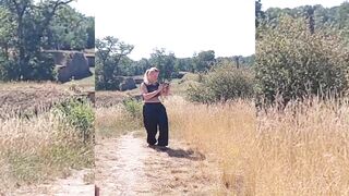 Golden-haired Aged Wife Enjoys It Stripped Outdoors
