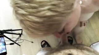 Oral job from older big beautiful woman mother i'd like to fuck and then drilled in twat doggy-style 1