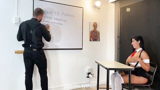 Hawt Biology Teacher Bangs His Large Breasts Lascivious Latin chick Female Pupil