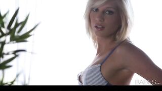 Lascivious golden-haired gal not fast disrobes in advance of rubbing herself to climax