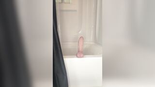 Floozy Wife Banging Giant Vibrator in Shower