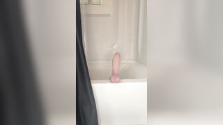 Floozy Wife Banging Giant Vibrator in Shower