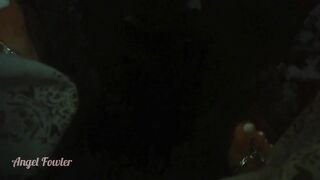 Hotty Peeing in darkness into tropical river after sunset - Gal Fowler