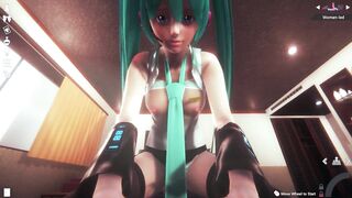 CG ANIME POV Hatsune Miku rides your penis