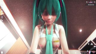 CG ANIME POV Hatsune Miku rides your penis