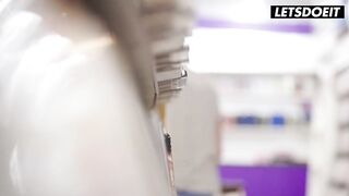Sloppy Public Cocksucking... Then This chab Bows Her Over Shelves and Screws Her Vagina