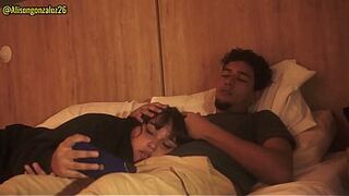 My stepsister is resting on my lap and I couldn't aid getting an erection; her reaction says it all!