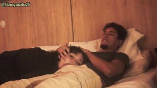My stepsister is resting on my lap and I couldn't aid getting an erection; her reaction says it all!