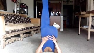 Live Episode - Ginger MoistHer Tease U in Blue - Lay Down Comedy! Teats, smiles, yoga in yo face