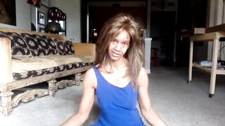 Live Episode - Ginger MoistHer Tease U in Blue - Lay Down Comedy! Teats, smiles, yoga in yo face