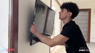 Golden-haired Lascivious Wife Seduces Shy Antenna Stud and Gets Banged Hard