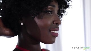 Sexy Black In Red Underware Gets Hirsute Snatch Eaten Then Rides For Creampie
