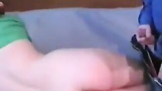 two mature boyz take turns with a teen