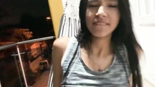 Outdoor ace screw on the balcony. A passerby catches us!