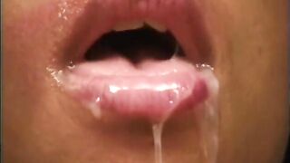 Black hottie takes a mouthful of warm load