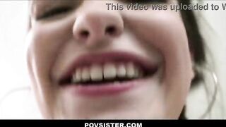 Hawt Brunette hair Teen Stepsister With Natural Biggest Breasts Family Banged By Large Jock Stepbrother POV