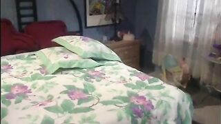 Nice-looking youthful golden-haired teen bangs doggy and gets a spunk fountain on her back