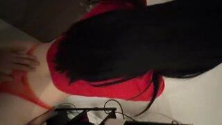 WHORE IN DRESS SUCKS MY JOCK LIKE A FEMDOM-GODDESS