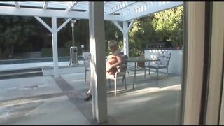 Short haired blond hottie uses large penis to enjoyment her anal