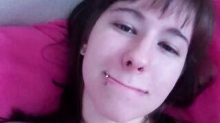 Tattooed teen masturbates with sex toy in close up scene