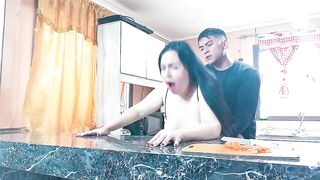 A lustful stepmother cooks for her stepson and ends up getting screwed.
