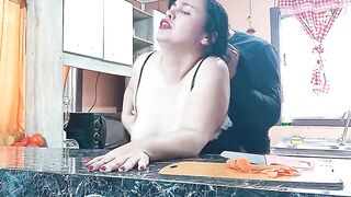 A lustful stepmother cooks for her stepson and ends up getting screwed.