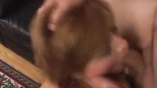 Tiny Brunette hair Honey Eagerly Sucks a Hard Ramrod