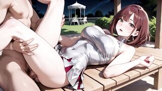 Brown Haired Large Melons Silver Bikini Gazebo Creampie Overload Ahegao Eyes Rolling