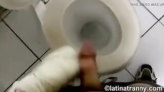 Nikki Montero transgender pornstar ladies room pissing on the throne-room and being inexperienced