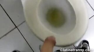 Nikki Montero transgender pornstar ladies room pissing on the throne-room and being inexperienced