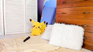 Astonishing blondie to do SQUIRT with favourite PikaChu