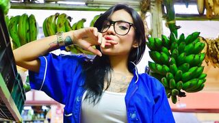 Tattooed Lalin girl Gets Oiled Up and Gags on Banging Ramrod in Sloppiest Deepthroat