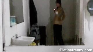 Nikki Montero transgender pornstar ladies room pissing on the throne-room and being inexperienced
