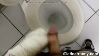 Nikki Montero transgender pornstar ladies room pissing on the throne-room and being inexperienced