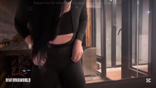 Large-assed gym angel jumps on my wang and sucks it.