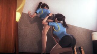 Lesbo Security Angel Licking Cunt Form Behind