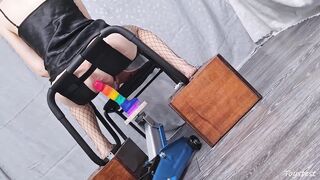 Kinky Adult Games. Rainbow Sex-toy Lazily Permeated Large Stepsister's Labia