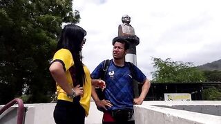 A pretty Ecuadorian woman has stayed in the United States after her country's elimination from the World Cup. That babe's out hunting down the chaps from the top soccer teams to have sex with 'em shamelessly and like a wench.