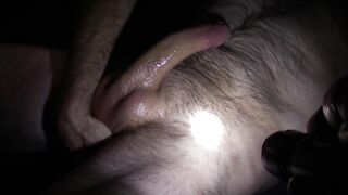 Car enjoyment alone at night, masturbation at the roadside