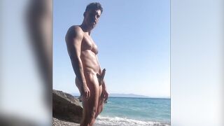 iacovos wanking - greek homo beach boner and jizz flow