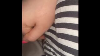 big beautiful woman masturbating with Remote over her shorts