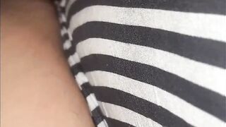 big beautiful woman masturbating with Remote over her shorts