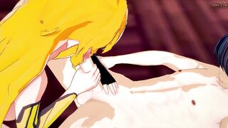 Yang Xiao Lengthy gets throat screwed in advance of swallowing a load of cum - RWBY Anime