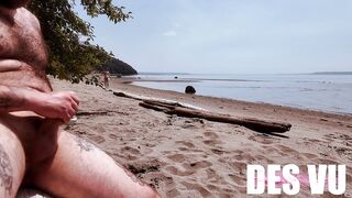 BEACH TUGJOB : that babe nearly walked away but changed her mind - jerks stranger dick onto feet in public