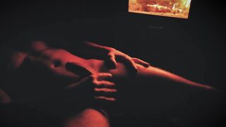 SEXY oiled dude masturbate next to the fireplace OIL body CUM