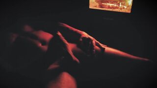 SEXY oiled dude masturbate next to the fireplace OIL body CUM