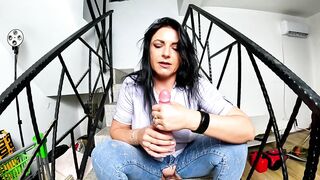 Crotchless Shiny Jeans JOI. Sextoy Ride, Pee Play and Moist Denim